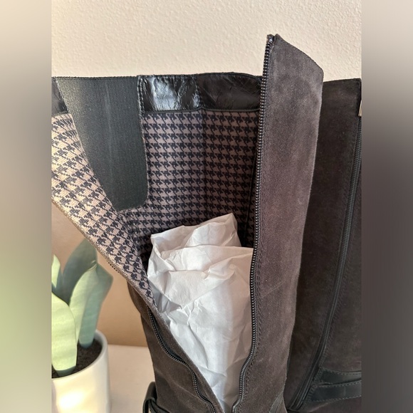 New AQUATALIA Brown Suede Trim Embellished Knee Height Riding Boots Women’s 11 - Picture 9 of 15